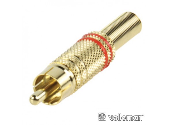 Velleman Ficha Rca Macho Dourada-Vermelha C/ Proteção De Cabo Velleman Ficha Rca Macho Dourada-Vermelha C/ Proteção De Cabo